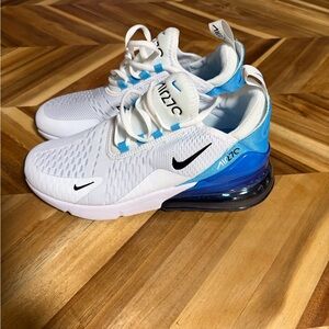 Nike Air Max 270 White and Blue Sneakers